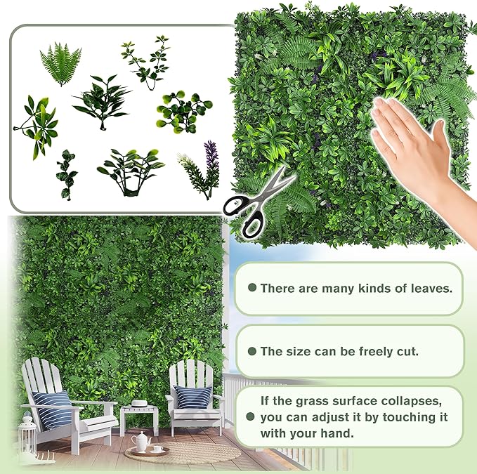 Artificial Green Boxwood Grass Wall Roll: 72"x144" UV Protected Ivy Privacy - Image 4