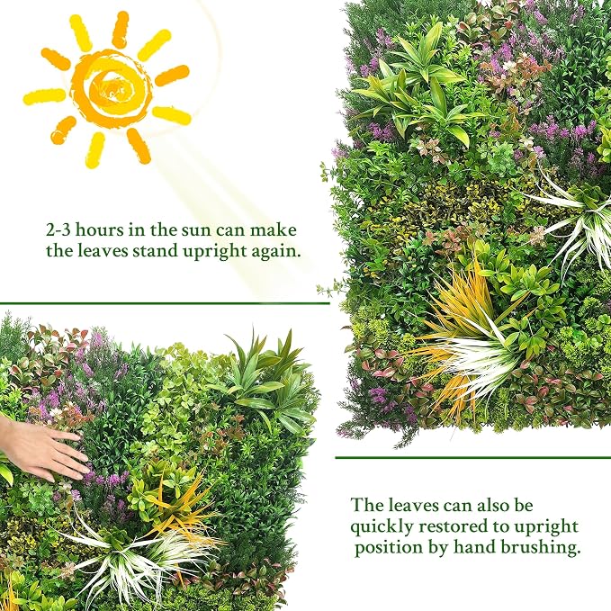 ODTORY Artificial Greenery Grass Wall Panels: 20"x 20" 24P UV-Anti Faux Ivy - Image 7