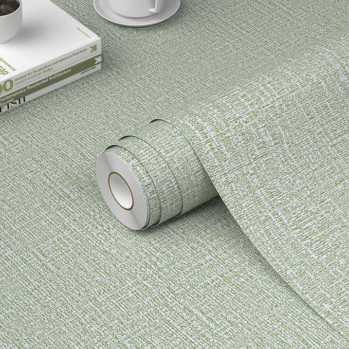 WADILE Grasscloth Peel and Stick Wallpaper 23.6in x 472in, Textured Contact by WADILE