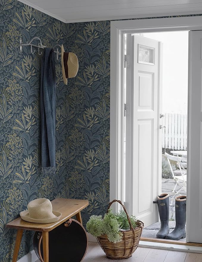 Safiyya Blue Vintage Floral Wallpaper Peel and Stick Contact Paper 17.3" x 197" - Image 4
