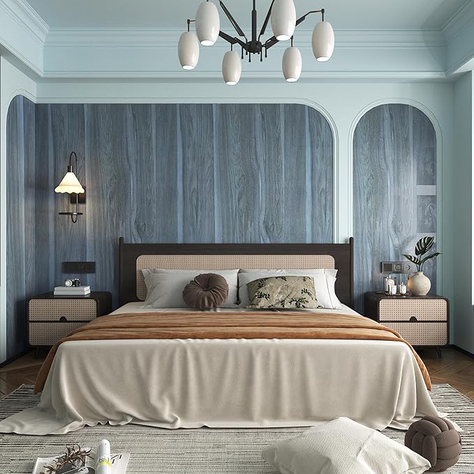 BOMENG Large Blue Wood Grain Contact Paper Peel Stick Waterproof Oak Wood Look - Image 7