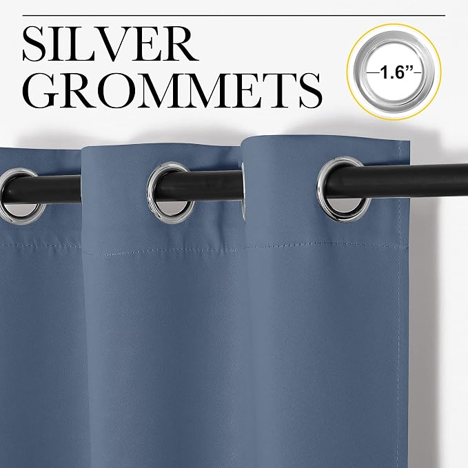 NICETOWN Short Curtains for Kitchen, Stone Blue, 1 Pair, 42 inches Wide by 78 - Image 3