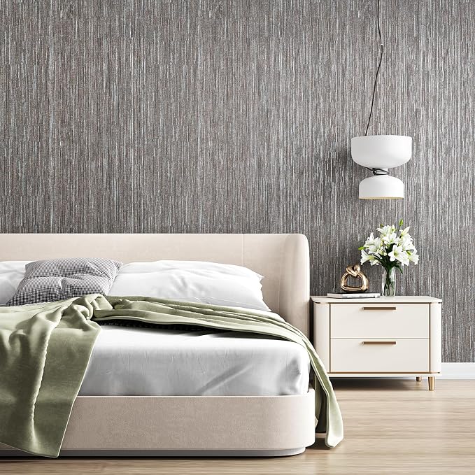 VEELIKE Lustre Brown Grasscloth Wallpaper Textured Woven Wallpaper Peel and - Image 6