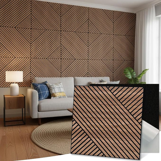 Mollywell Art Acoustic Wall Panels, 24x24 Inch 8 Pack, Wood Veneer, Sound by Mollywell