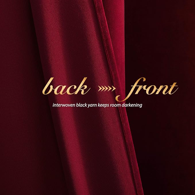 NICETOWN Christmas Red Velvet Textured Curtains/Draperies, Home Decoration - Image 4