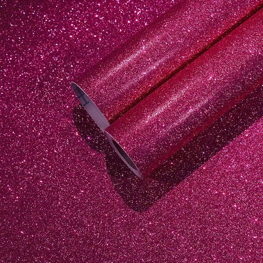 CHIHUT Hot Pink Glitter Peel and Stick Wallpaper Sparkly Pink Contact Paper by CHIHUT