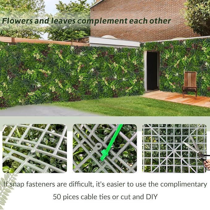Artificial Ivy Boxwood Roll: 6FTx12FT UV Resistant Green Leaves Faux - Image 4
