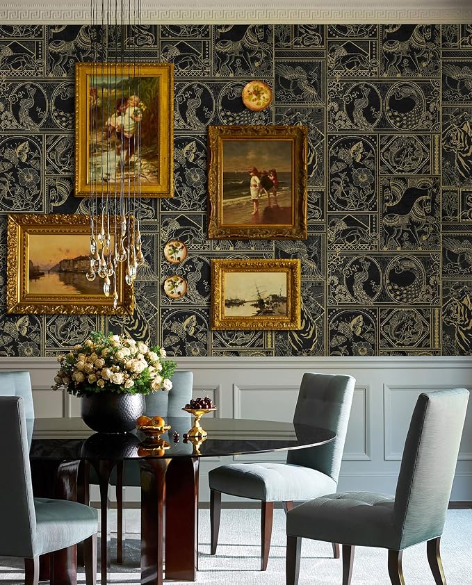 Erfoni 118"x17.7" Black and Gold Wallpaper Vintage Peel and Stick Wallpaper - Image 6