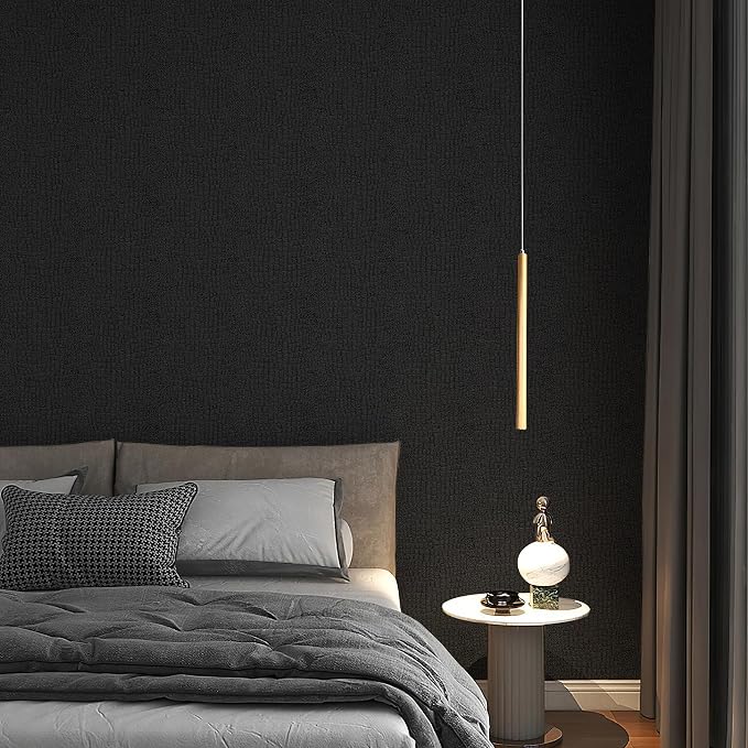 Fititem Black Peel and Stick Wallpaper 118inL 17.3inW Modern Black Crocodile - Image 6
