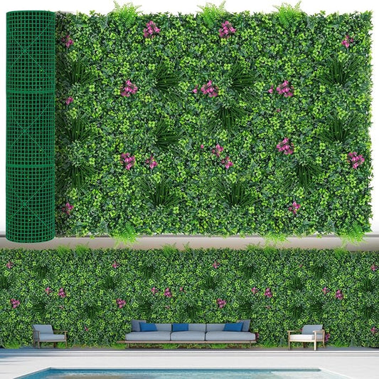 Artificial Grass Wall Roll Panels, UV-Anti Fake Greenery Plant Boxwood Panels by EverNature