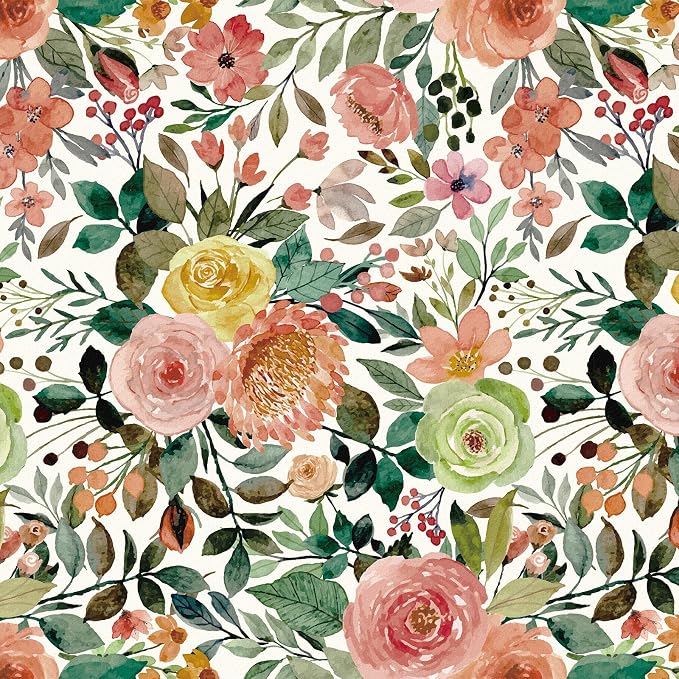 JiffDiff Floral Wallpaper Peel and Stick Removable Contact Paper Peony Roses by wallpaper