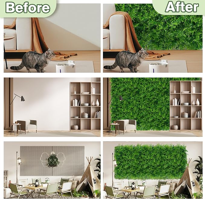 Greenery Faux Grass Wall Backdrop: 80"x120" UV-Anti Artificial Green Boxwood - Image 5