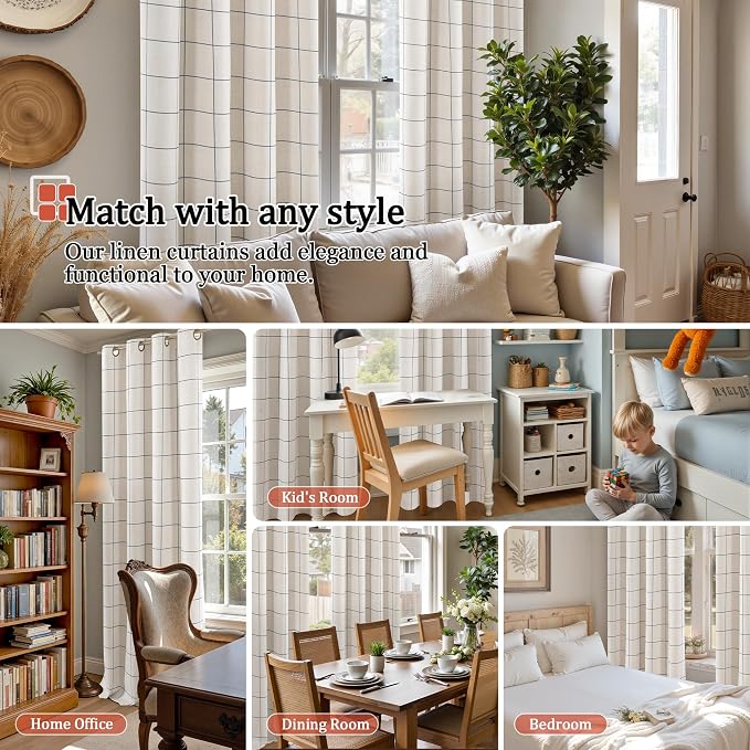 Lajode Plaid Patterned Curtains Thermal Insulated - Image 4