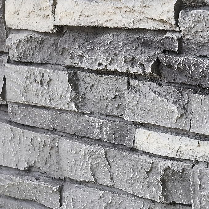 1.77 Inch Deep 3D Faux Stone Sample Panel Artisan Hand Painted Stacked Stone by Wallwell