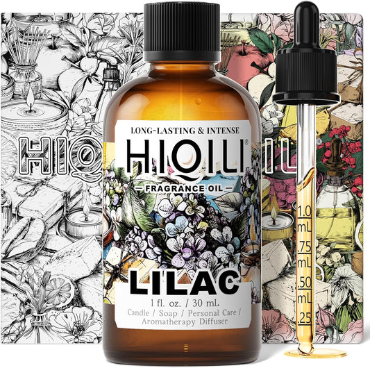 HIQILI Lilac Fragrance Oil for DIY Perfume, Candle & Soap Making, Soft Floral Scents for Essential Oils Diffuser - 1 Fl Oz