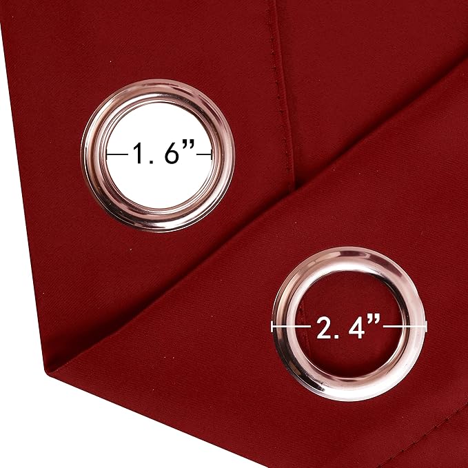 LEMOMO Blackout Curtains 66 x 95 inch/Red Curtains Set of 2 Panels/Thermal - Image 5