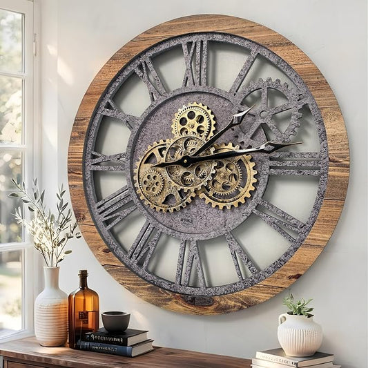 ImprovingLife The Gears Clock The Original Real Moving Gear Wall Clock Vintage by THEGEARSCLOCK