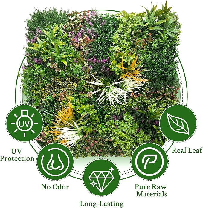 ODTORY Artificial Greenery Grass Wall Panels: 20''x 20'' 8P UV-Anti Faux Ivy - Image 4
