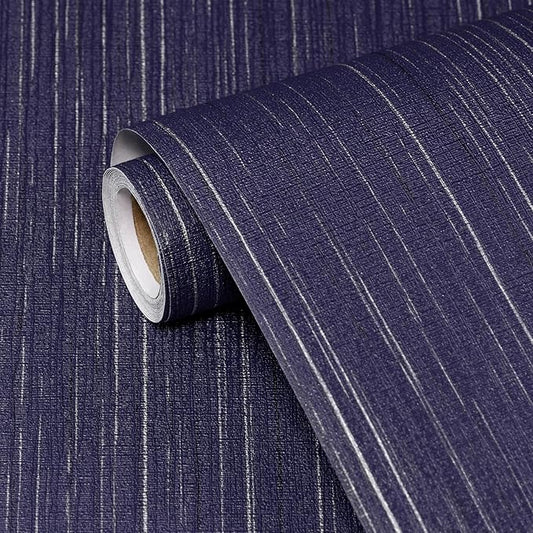 Navy Blue Grasscloth Peel and Stick Wallpaper Textured Contact Paper 15.7" X by Biyoeepeelstickwallpaper