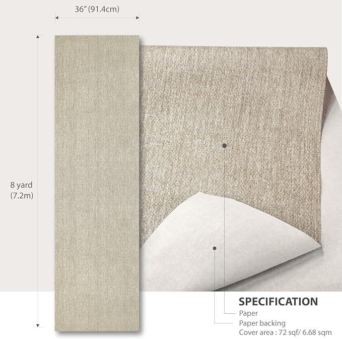Ansehan Wallcovering W707 Terraces Collection 36" W x 8 Yard L, Natural Paper - Image 6