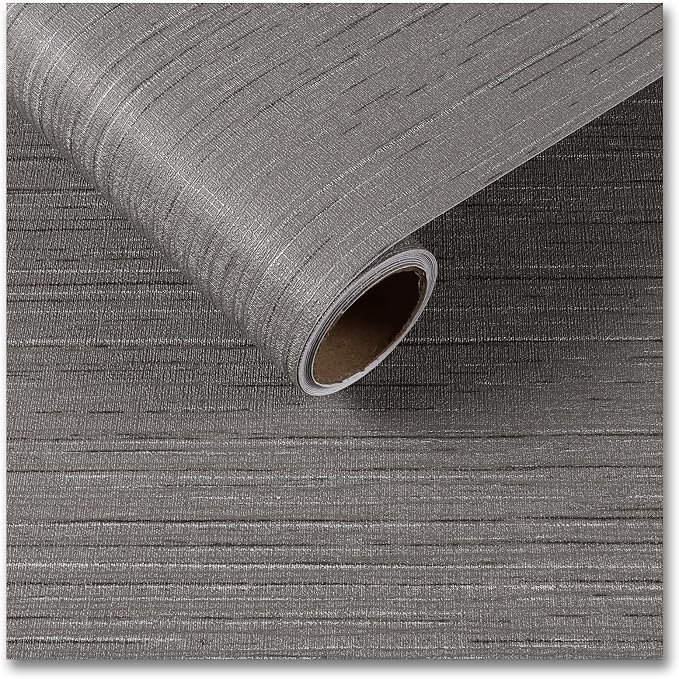 CRE8TIVE Dark Grey Grasscloth Wallpaper Removable Textured Wallpaper Stick and by CRE8TIVE