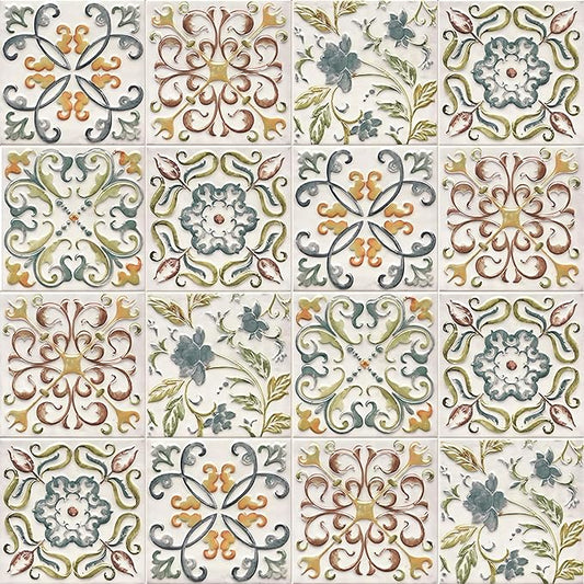 Wudnaye Bohemian Wallpaper Peel and Stick Faux Tile Contact Paper 17”×196” Tile by Wudnaye
