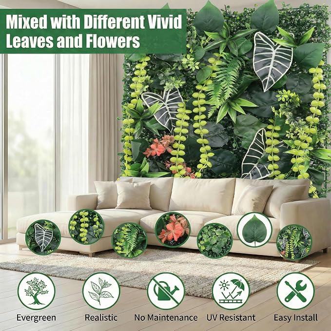 4 Pack 20"x20"Grass Wall Panels-Artificial Boxwood Panels - Image 3