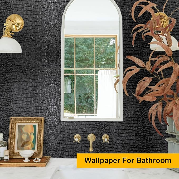 Fititem Black Peel and Stick Wallpaper 787inL 17.3inW Black Contact Paper - Image 3