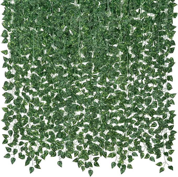 CQURE 24 Pack 168Ft Artificial Ivy Garland, Fake Vines UV Resistant Greenery by CQURE