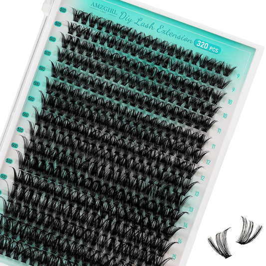 Lash Clusters Wispy 320PCS Eyelash Extension 50D Cluster Lashes Individual Lashes DIY Lash Extension Natural Look Cluster Eyelash Extensions Soft False Eyelashes at Home for Beginners(D-Mix9-16mm)