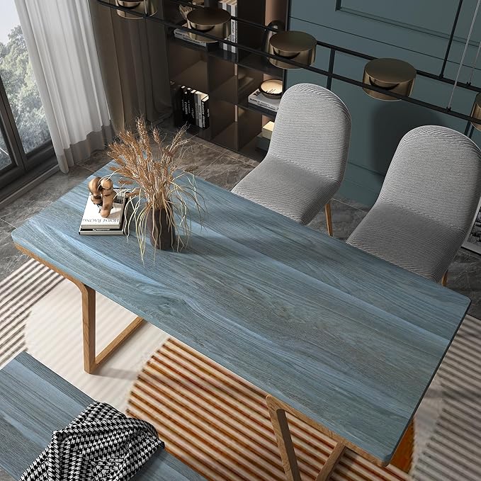 BOMENG Large Blue Wood Grain Contact Paper Peel Stick Waterproof Oak Wood Look - Image 3