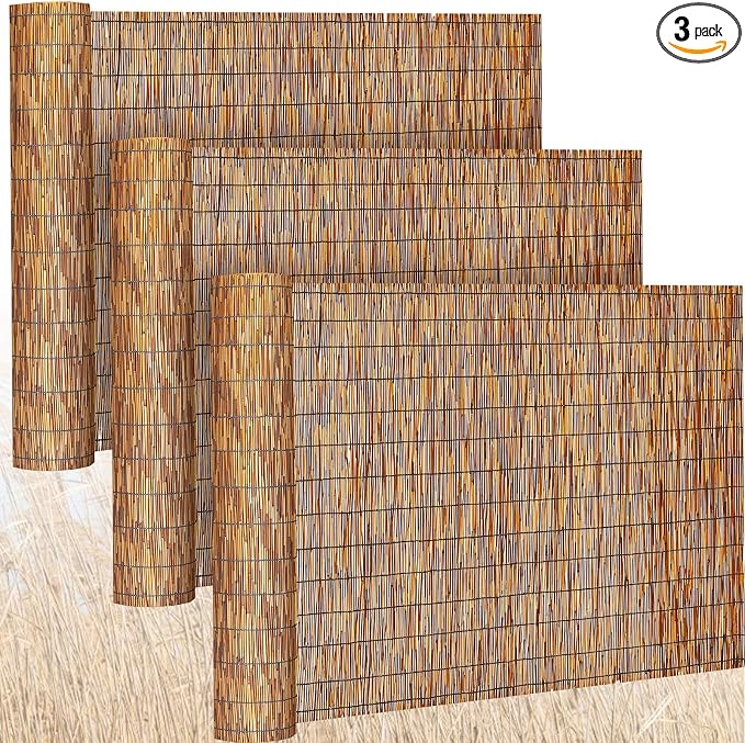 Barydat 3 Pcs 5 x 16.4 ft Reed Fence Roll, 85% Shade Bamboo Privacy Screen by home