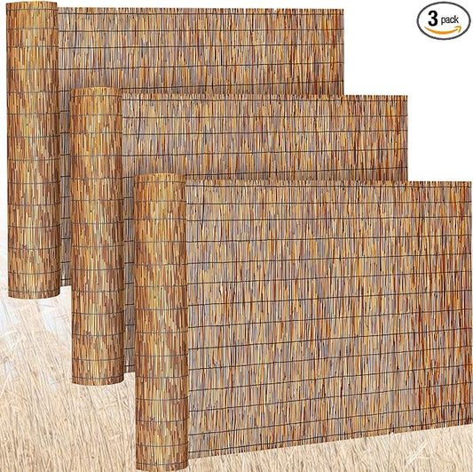 Barydat 3 Pcs 5 x 16.4 ft Reed Fence Roll, 85% Shade Bamboo Privacy Screen by home