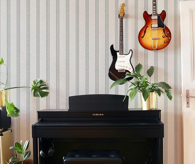 RollsRolla Modern Navy and White Striped Peel and Stick Wallpaper, French - Image 5