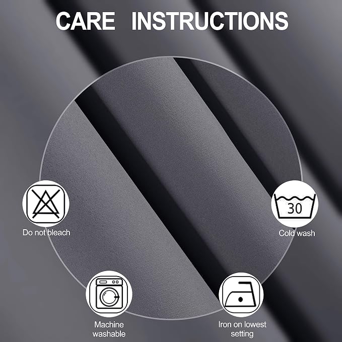 LEMOMO Grey Blackout Curtains for Bedroom Room Darkening Curtains/38 x 54 Inch - Image 4