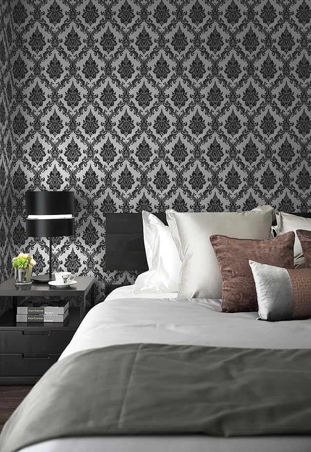 17.7" x118" Peel and Stick Wallpaper Black Wall Paper - Image 4