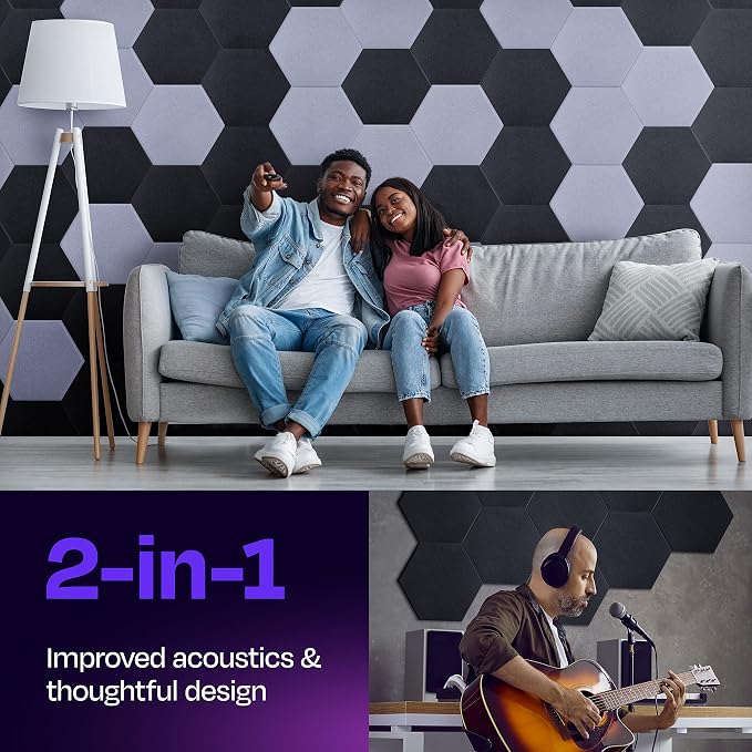 Acoustic Panels 12-Pack Soundproof Wall Panels 14"X12.1"X0.4" Sound Panels High - Image 2