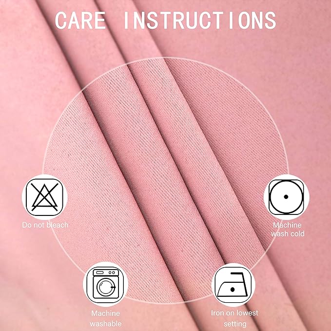LEMOMO Pink Blackout Curtains 34 x 63 Inch Length/Set of 2 Curtain - Image 4