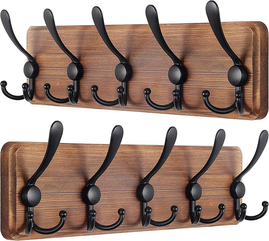 SKOLOO Rustic Wall Mounted Coat Rack: 16" Stud Spacing, Pine Real Wood Plank by SKOLOO