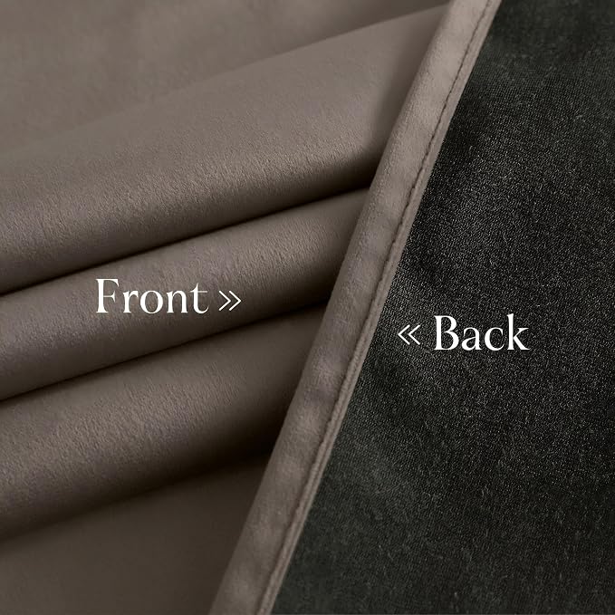 NICETOWN Taupe Velvet Curtains 108 inches Long - Image 6