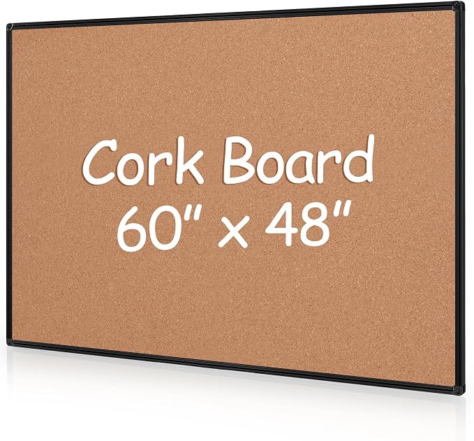 Extra Large Cork Bulletin Board 60" X 48", Wall Mounted Notice Pin Board by Justdowhatyouwanttodo