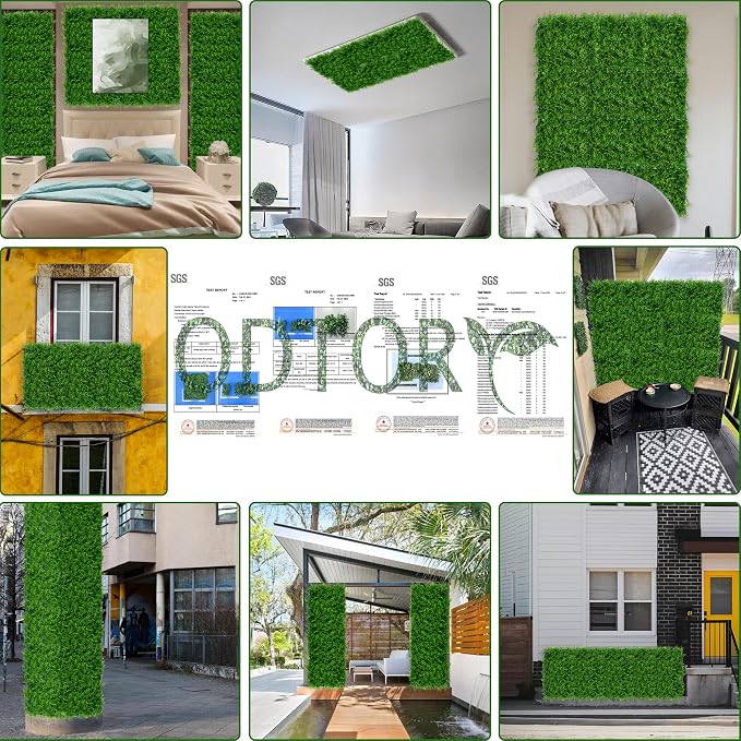 ODTORY Artificial Plants Hedge Wall Panels：20x20 Inch 4P UV-Anti Greenery - Image 6