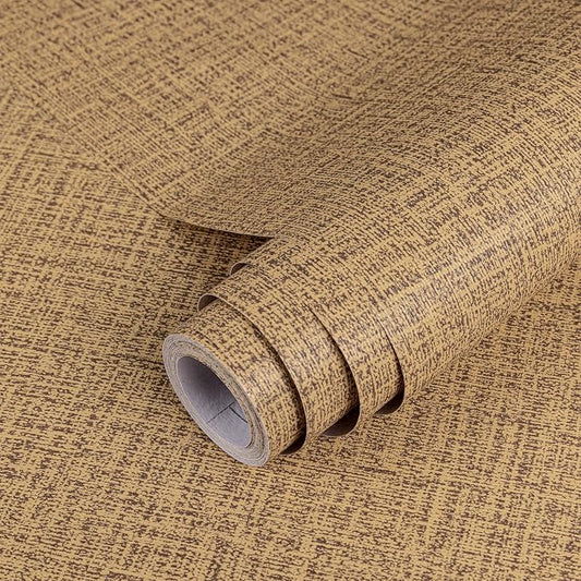 TANONE Dark Coffee Linen Wallpaper Self-Adhesive- Grasscloth Contact Paper Peel by TANONE