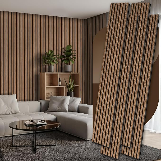 4 Pack Wood Panels for Wall, 106.3" × 11" Wood Slat Acoustic Panels for Wall by Ritollo