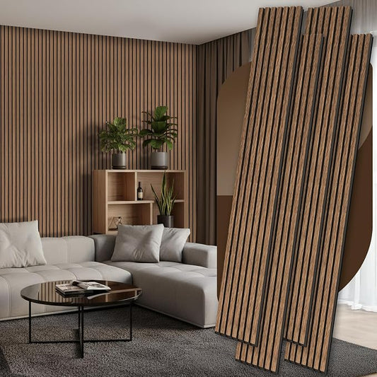 4 Pack Wood Panels for Wall, 106.3" × 11" Wood Slat Acoustic Panels for Wall by Ritollo