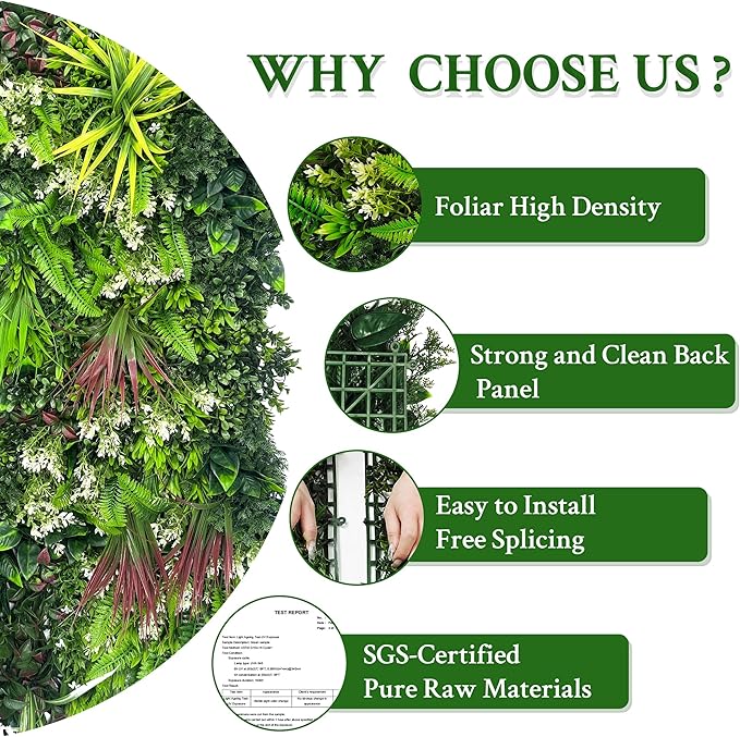 ODTORY Artificial Plant Wall Panels: 40"×120" UV-Anti Faux Grass Wall Backdrop - Image 5
