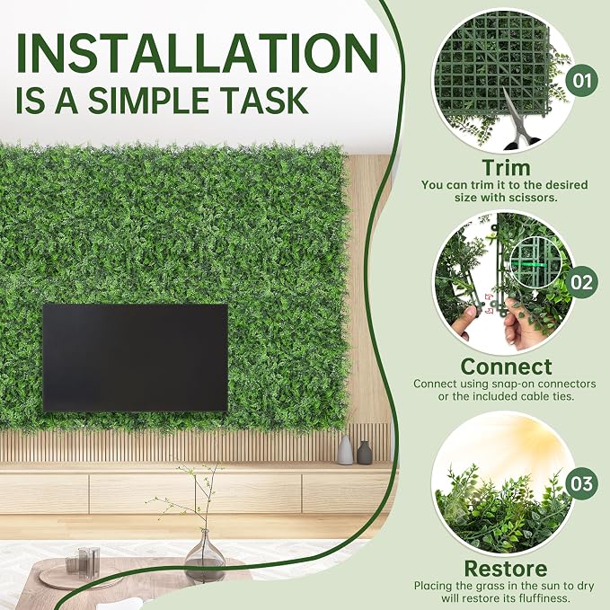 Artificial Green Wall Panels: 20"x20" Boxwood Hedge Green Wall Decor Backdrop - Image 5