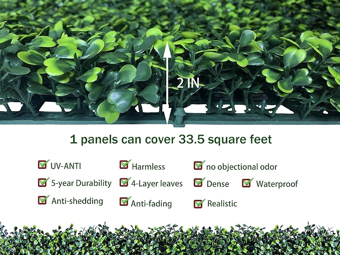 ODTORY Artificial Ivy Privacy Fence Wall Screen, 40X120 in UV-Anti Faux Boxwood - Image 3