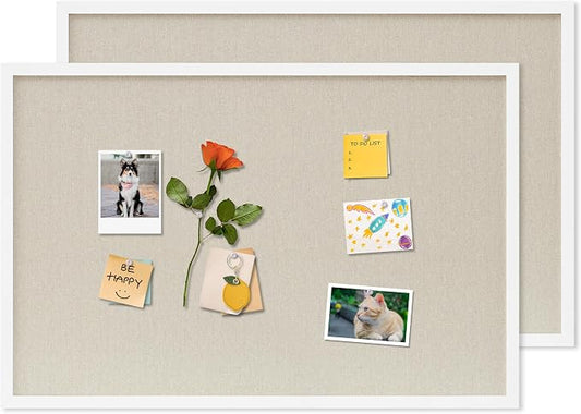 DAHAPYBOO Cork Board with Linen White 2Pack, Bulletin Board 30"x20" Hanging by DAHAPYBOO
