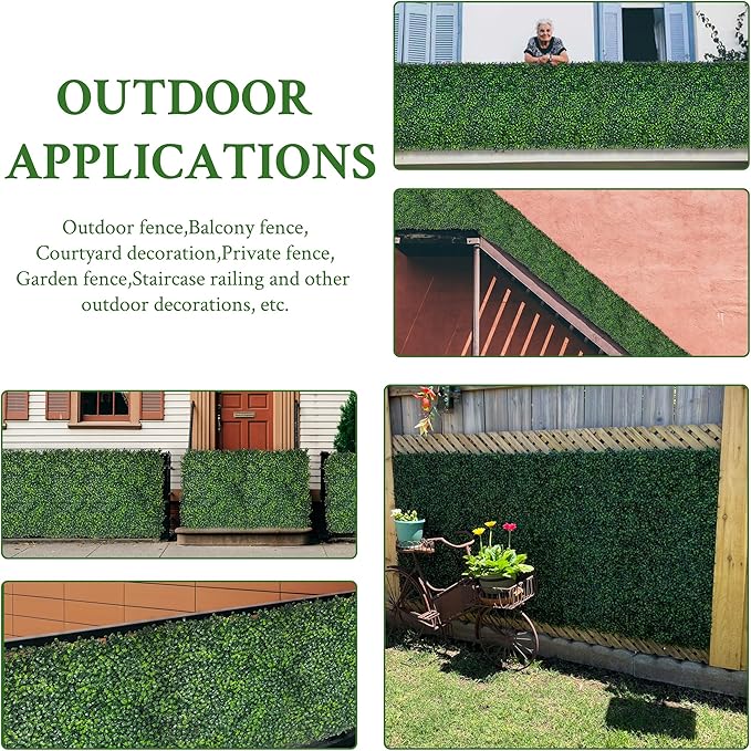 Artificial Ivy Privacy Fence Screen: 120"x 40" UV-Anti Faux Boxwood Roll Grass - Image 6